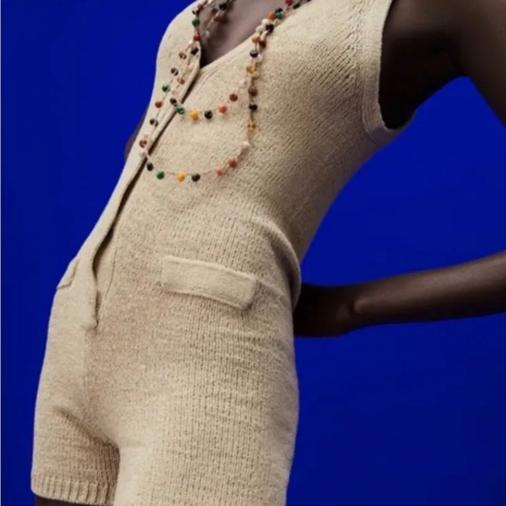 Zara knit button down sleeveless romper